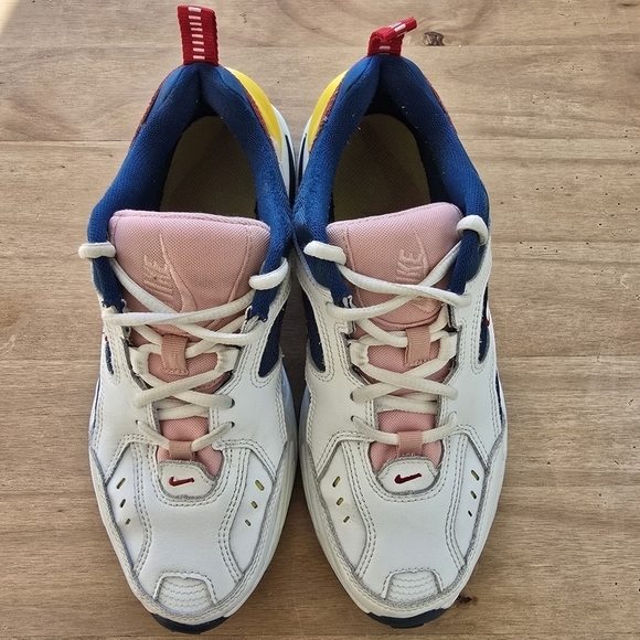 Nike M2K Tekno Yellow White Womens Blue Force Multicolor Sneakers AO3108-402 - Picture 2 of 8